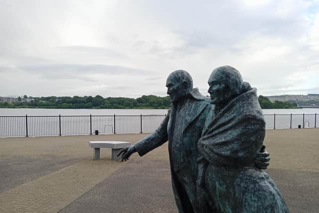 The Emigration statues on Derry's quay, where thousands of poor Irish people departed for other lands to try and make a life for themselves and to support their families back in Ireland.