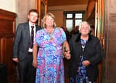 Alderman Niree McMorris {Waterside}, newly elected deputy mayor of Derry and Strabane, pictured with her son Kyle and mum Jane in the Guildhall on Monday evening. Photo: George Sweeney