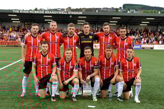 Derry City’s starting eleven against KuPs FC at the Brandywell on Thursday evening. Photo: George Sweeney. DER2330GS -