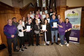 DEEDS facilitators pictured with the Mayor, Patricia Logue and councillors who completed the Dementia Immersive Experience Tier 1 Programme at the Guildhall this week. (Photos: Jim McCafferty Photography)