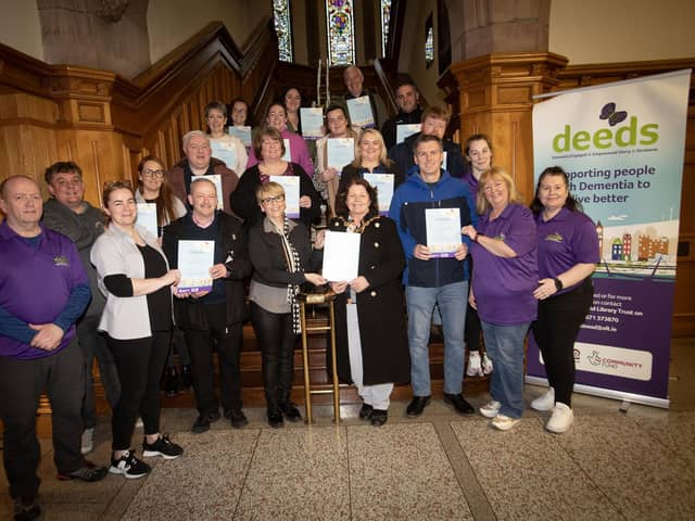 DEEDS facilitators pictured with the Mayor, Patricia Logue and councillors who completed the Dementia Immersive Experience Tier 1 Programme at the Guildhall this week. (Photos: Jim McCafferty Photography)