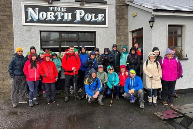 Bernard at The North Pole before setting off with friends to climb Slieve Snaght, his final peak, on October 28.