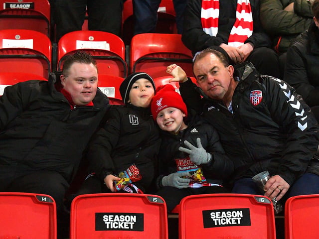 Derry City fans at the Brandywell on Friday evening. Photo: George Sweeney