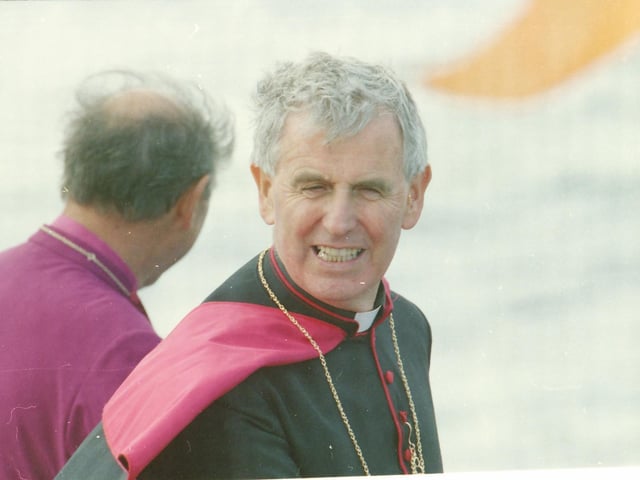 Most Rev. Dr. Francis Lagan, Auxiliary Bishop of Derry, and Right Rev. Dr. James Mehaffey, Bishop of Derry and Raphoe, pictured during the service of the Blessing of the Fleet at Greencastle Harbour.