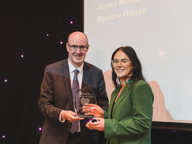 Rising Star Award winner Laura Storey Residential Social Worker Chapel Road with Neil Guckian.