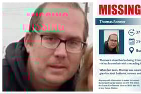When last seen, Thomas was wearing a grey and blue zipped fleece jacket, grey tracksuit bottoms, runners and he was carrying a rucksack. Thomas also wears glasses.