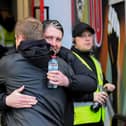 NO BAD BLOOD . . . Derry City manager Ruaidhri Higgins greets Shelbourne boss Damien Duff. Photograph: George Sweeney