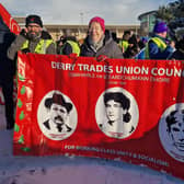 The Derry Trades Union Council banner at Sainsbury's