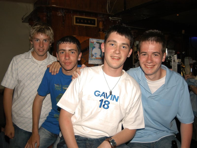 Birthday Boy Gavin Doherty enjoying his 18th  with Barry, Justin, and Kevin at the party in the Dungloe. 0174/dd                                                          : .