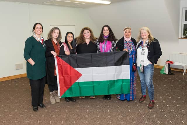 Attendees of the Inishowen for Palestine solidarity event. Photo: Brendan Diver