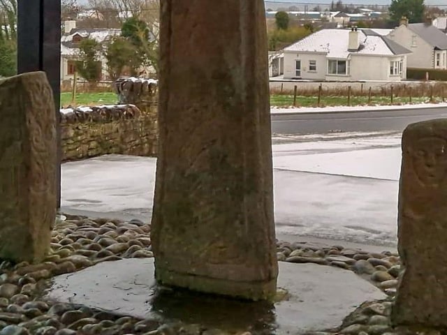 The pillars and base of the cross.
