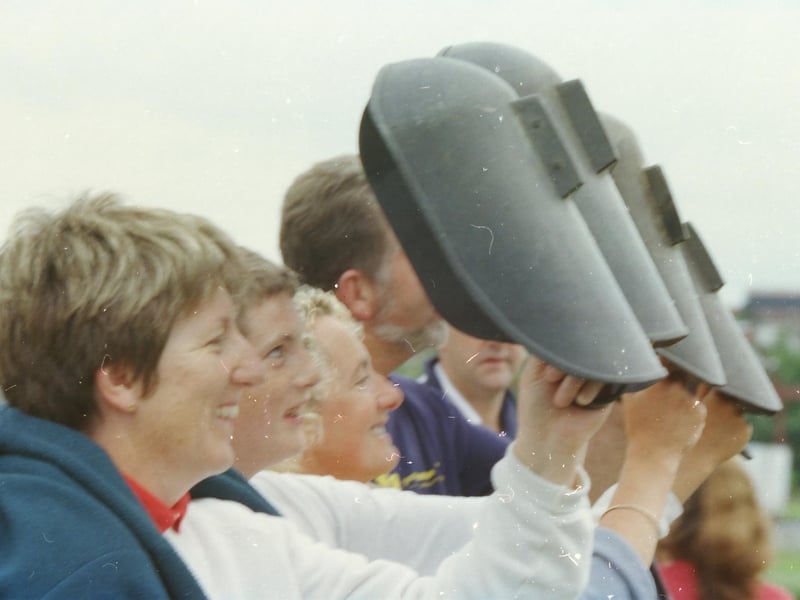 Getting prepared to view the eclipse of the sun at Greencastle.