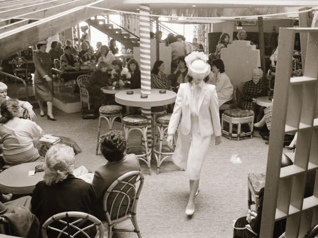 Models pictured wearing the latest fashions at Austins fashion show in Derry's Waterfoot Hotel back in the spring of 1985. Picture: Derry Journal Archive.