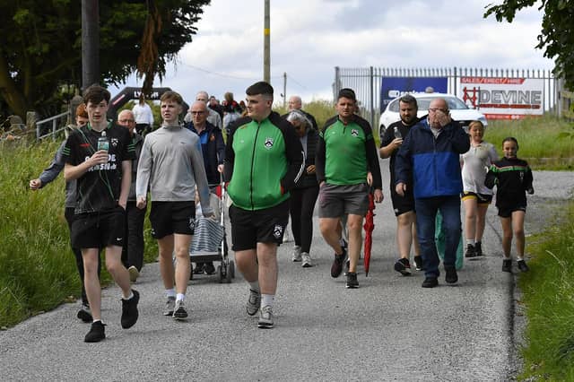 Participants in the Na Piarsaigh Dermot McCrossan Canter the Corrody 5km, held at Corrody Road on Sunday evening last. Photo: George Sweeney