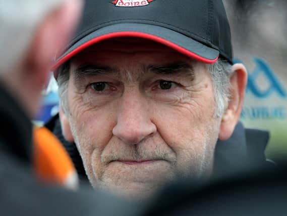 Derry senior football manager Mickey Harte. Photo: George Sweeney