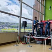 Ricky Cool and the In Crowd on stage in Foyleside on Friday.