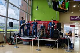 Ricky Cool and the In Crowd on stage in Foyleside on Friday.