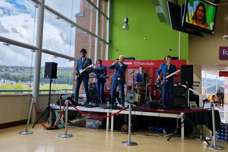 Ricky Cool and the In Crowd on stage in Foyleside on Friday.