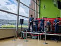 Ricky Cool and the In Crowd on stage in Foyleside on Friday.
