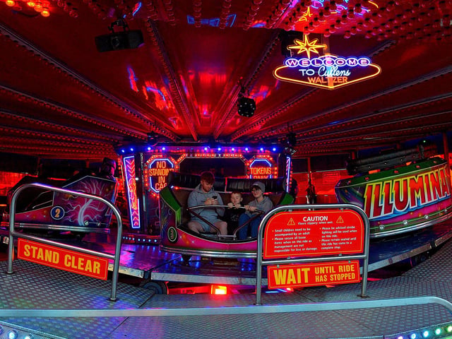 The ever popular Waltzer at Cullens Halloween Funfair in Ebrington Square. Photo: George Sweeney. DER2243GS – 064