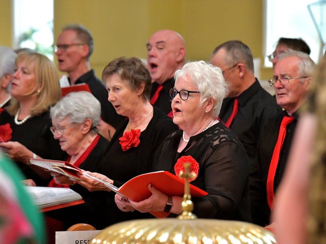 Members of Donagh Choir sing at a Mass to celebrate Father Con McLaughlin’s Golden Jubilee at the Church of the Sacred Heart, Carndonagh, on Saturday evening. Photo: George Sweeney. DER2323GS – 1567