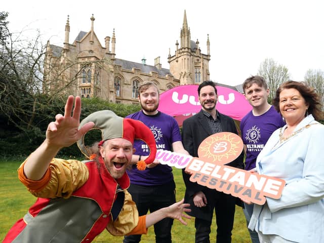 Pictured at the launch were: Lukey Luke,( In Your Space Circus), Dónall Hegarty (UUSU Vice President Magee). Colm O’Donnell, (Creative Director, Stendhal Festival), Reece Armstrong (UUSU VP Sports &amp; Wellbeing) , Colr. Patricia Logue (Mayor of Derry City and Strabane District Council)