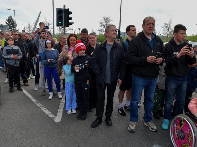 Spectators at the super cars Bear Run on Derry’s Shipquay Street, on Saturday morning, Photo: George Sweeney. DER2317GS – 124