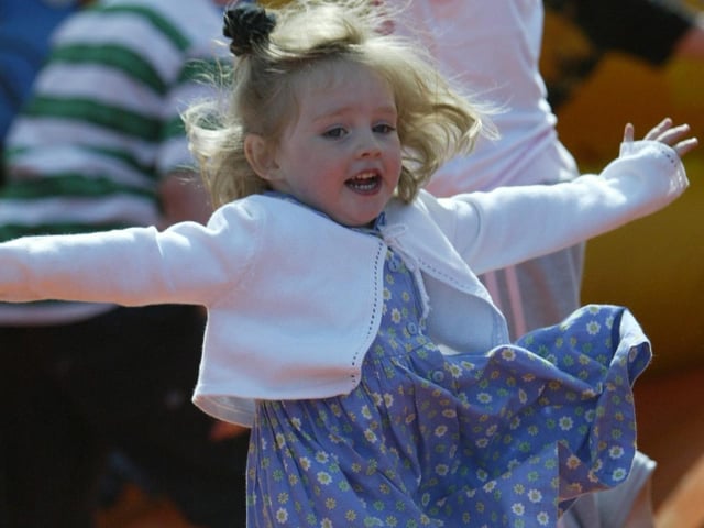 Caitlin McCann enjoying the bouncy castle. (0107JB132)