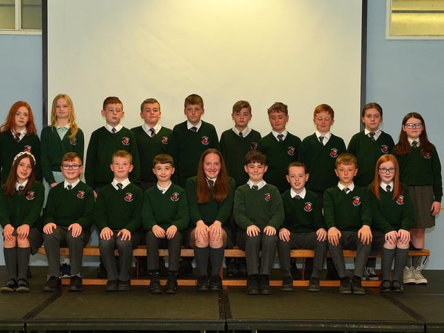 Mr Martin’s P7 leavers class at Greenhaw Primary School. Photo: George Sweeney. DER2321GS – 99