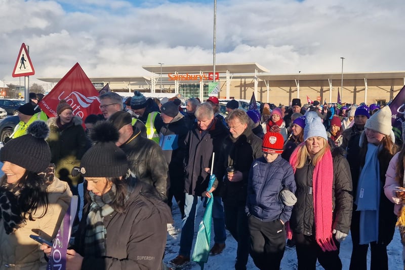 Marchers set off from Sainsbury's car park.