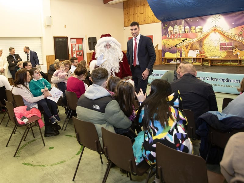 Special guest at the Hollybush PS Open Day was no other than Santa Claus himself, accompanied by Mr. Cahir O'Connor.