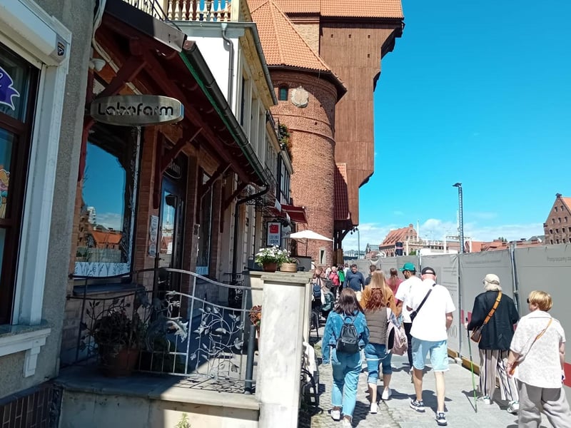 The old medieval port crane and twin-tower gate in Gdańsk.