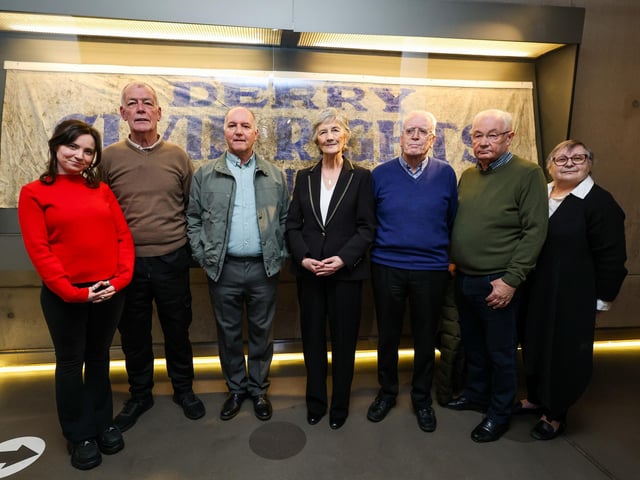 resident Connolly at the The Museum Of Free Derry with relatives and touring staff.  Pic Tony Maxwell / Maxwells.