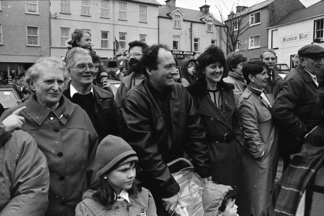 Enjoying the St. Patrick's Day parade in Moville on March 17, 1993.