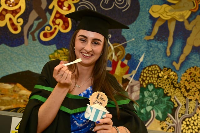Time to chill out for Katy Shivers from Magherafelt, as she enjoys the celebrations at Ulster University Derry graduations, completing her course in BSc (Hons) Physiotherapy.