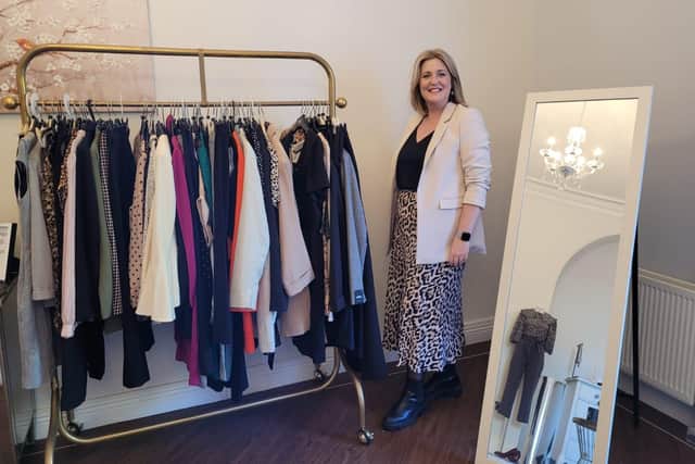 Sarah Quinn, Programme Manager for Dress for Success NI in their 'boutique' in Foyle Women's Aid.