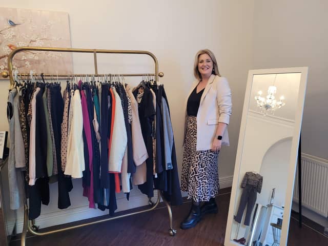 Sarah Quinn, Programme Manager for Dress for Success NI in their 'boutique' in Foyle Women's Aid.