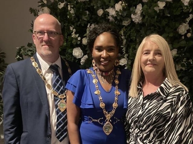 Mayor Lilian with her husband Paul Barr and Geraldine Kelly.