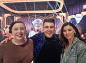 2FM presenter Carl Mullan and his sisters Therese and Emma on the set of the Dancing with the Stars.