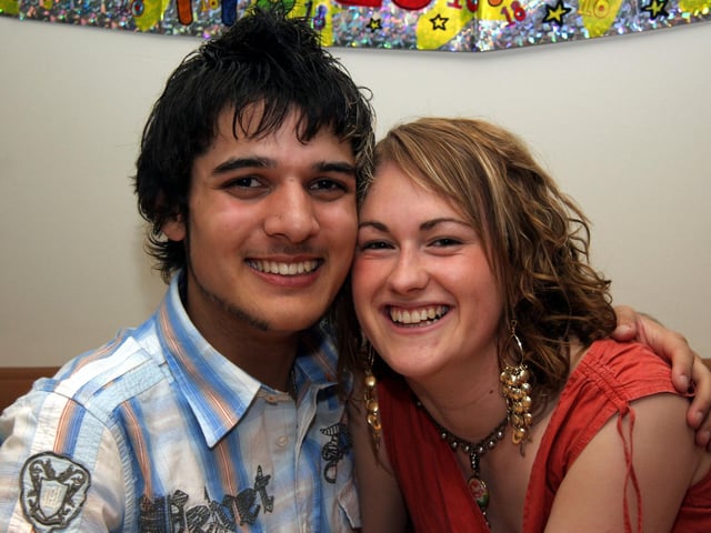 birthday boy Rajiv chada smiles for the camera with his girlfriend Holly Lane 0507JML : Parties and celebrations across Derry in May 2006.