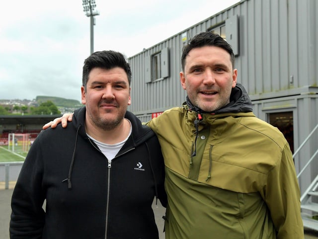 Fans in the Brandywell for Derry City’s game against UCD on Friday evening last. Photo: George Sweeney.  DER2320GS – 102