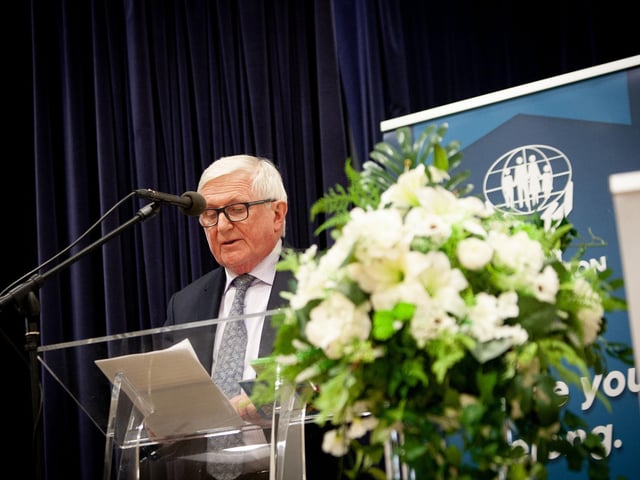 John Bradley addressing the attendance at Monday night's AGM. : .