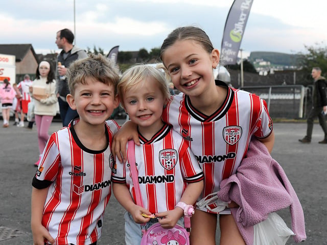 Fans in the Brandywell for Derry City’s game against Shamrock Rovers. Photograph: George Sweeney
