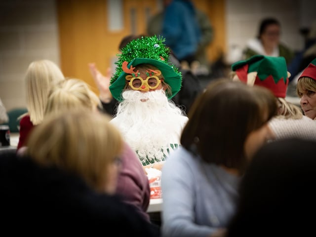 One of the more festive faces at Wednesday's bingo. : .