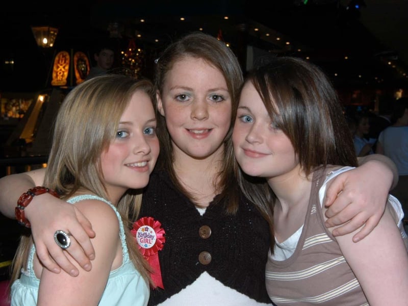 Bronagh celebrating her birthday in the bowling alley with friends.