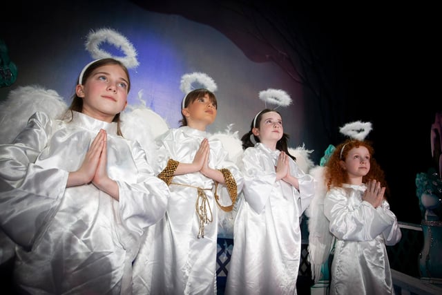 Aoibhe McGuinness, Eve Callan, Farrah Mellon and Éile McWilliams as Angels in Nativity with a Difference.