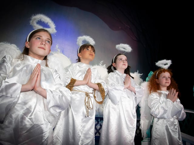 Aoibhe McGuinness, Eve Callan, Farrah Mellon and Éile McWilliams as Angels in Nativity with a Difference.