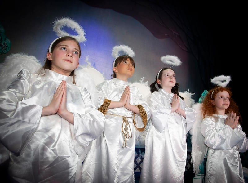 Aoibhe McGuinness, Eve Callan, Farrah Mellon and Éile McWilliams as Angels in Nativity with a Difference.
