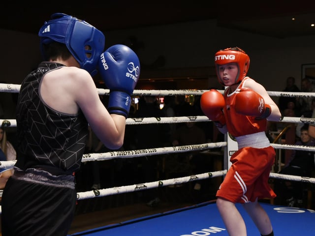 Boy 2 38kg bout, Leon Downey (St Joseph's) v Mel Montague (Bishop Kelly)