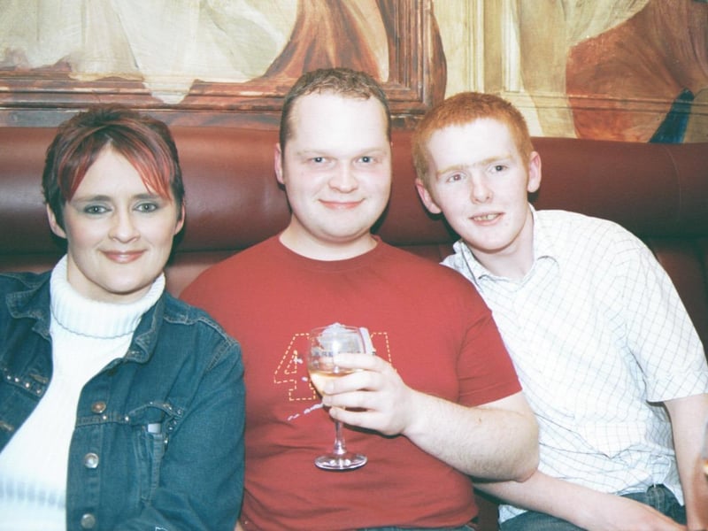 Enjoying the joint birthday party at the Bowling Alley were L/R:- Lucia Martin, Mark Robinson and Aaron Curran. 010503HG5